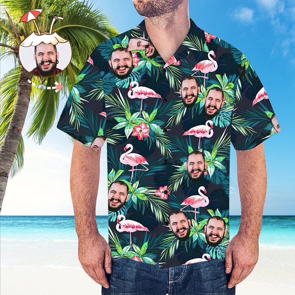Custom Hawaiian Shirt with Face for Men Personalized Photo Men Tropical  Floral Hawaiian Shirts for Boyfriend Or Father Gift at  Men’s  Clothing
