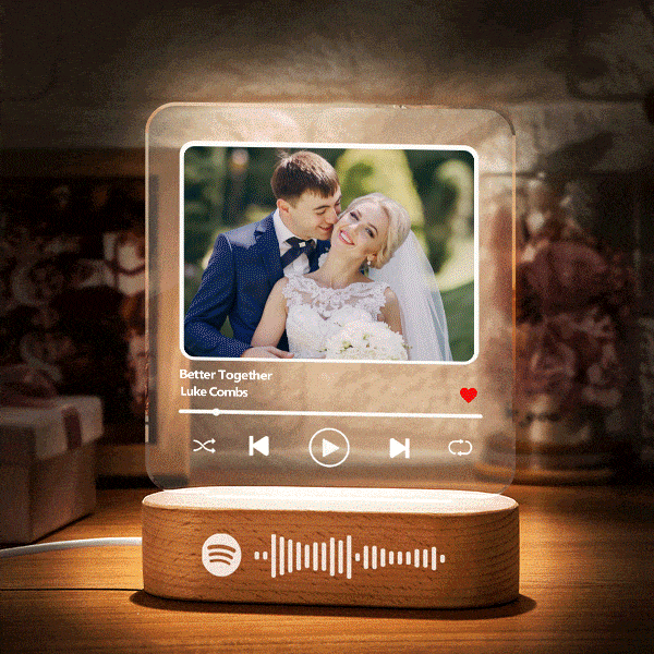 Custom Music Plaque, Personalised Spotify Song Plaque With Your Photo,  Romantic Gift for Couple, Anniversary, Wedding, Friend, Keepsake 