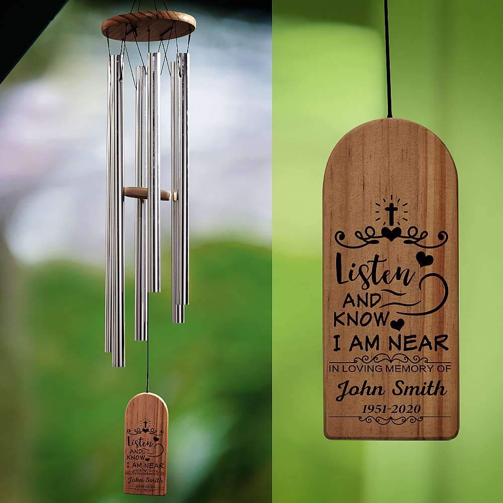 Personalized Wind Chime Parts Memorial Wind Chimes Kits Wind Spinner Tail  Customized Sympathy Windchimes Clapper Memorial Gifts for Loss of Loved  One