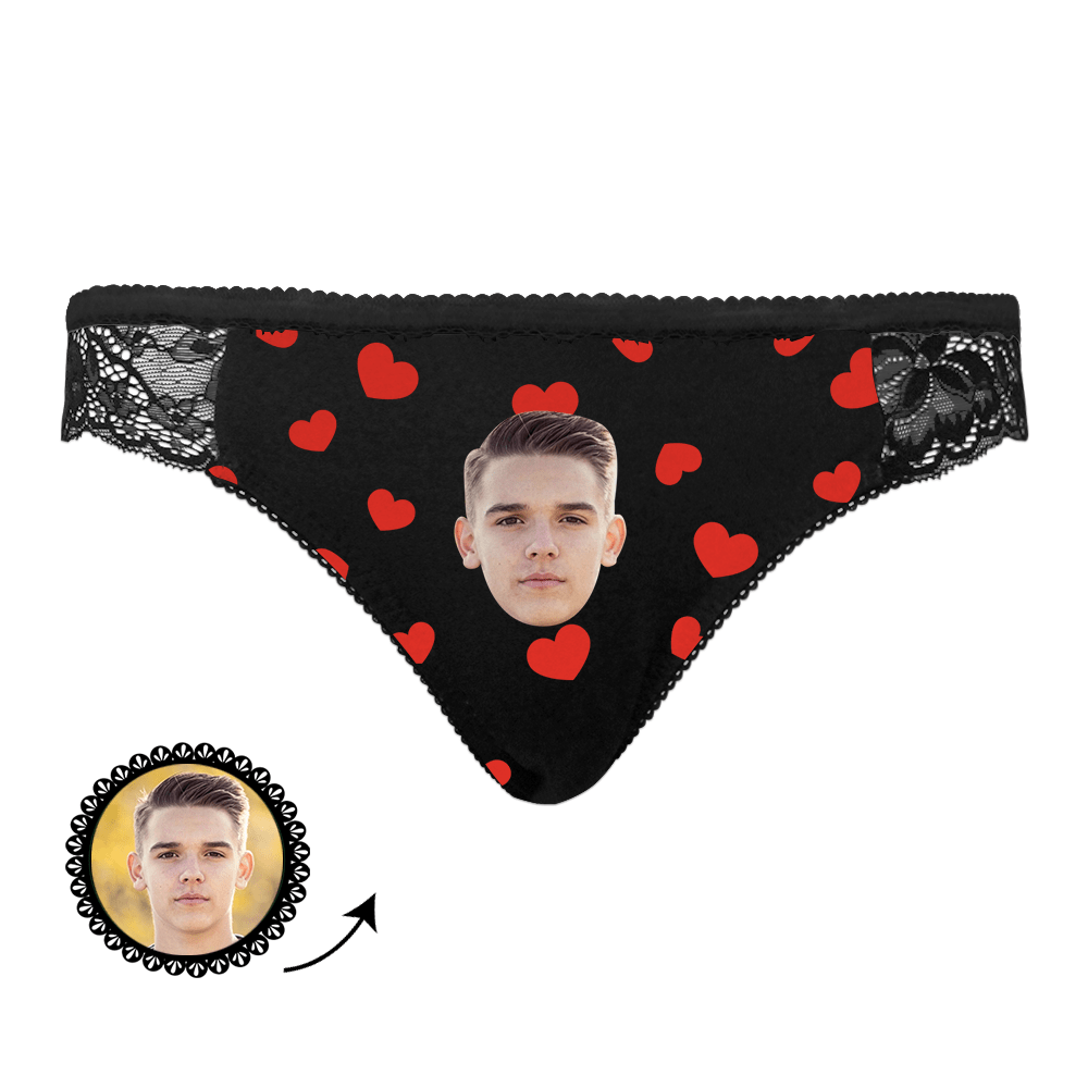 Custom Photo Panty Women Lace Panties with Heart Anniversary Gifts for