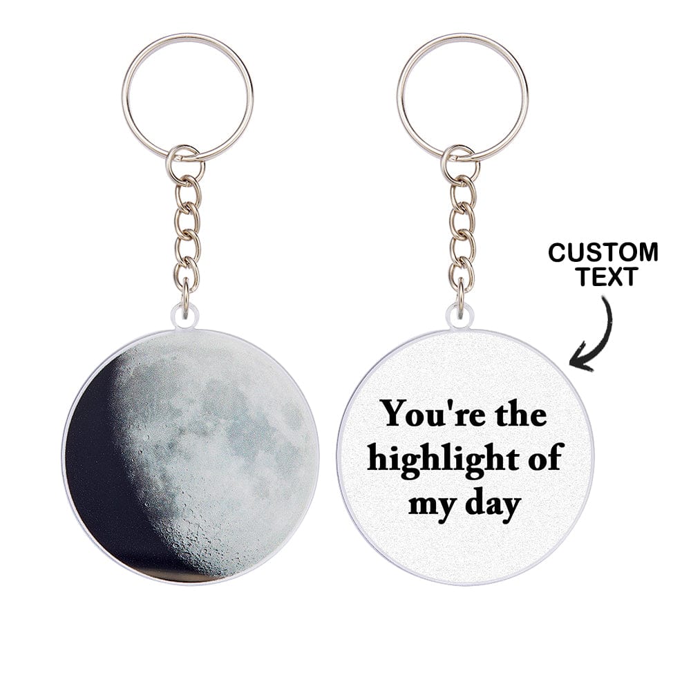 Custom Moon Phase Keychain Personalized Anniversary Gift for Him Birth