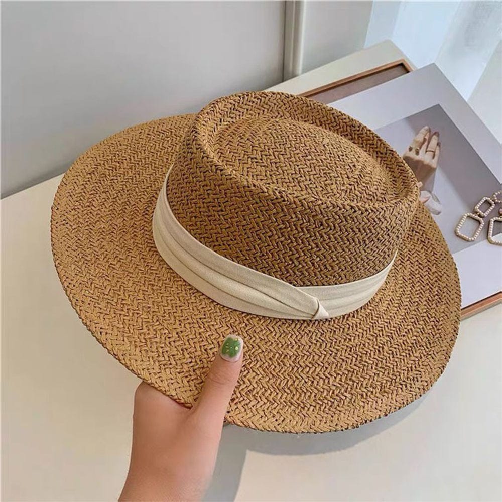 Women Fashion Summer Flat Top Straw Hat Sun Hat Travel Beach Cap – GiftLab