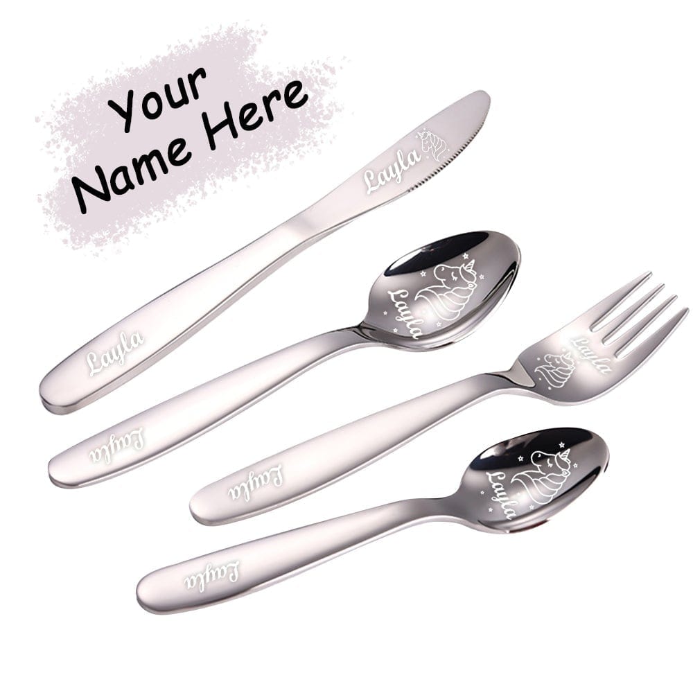 Personalized Spoon and Fork Set for Kids, Laser Engraving Name Spoon and  Fork, Children Special Gifts, Kids Name on Spoon Handle, Cute Image 