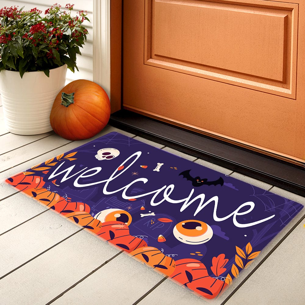 Halloween Door Mat Pumpkin Floor Mat Fall Welcome Mat Halloween Decor ...