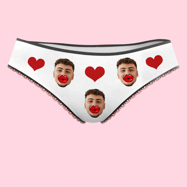 Custom Face Underwear Personalized Red Lips and Heart Underwear Valentine's  Day Gift