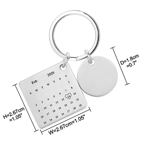 Personalized Date Calendar Message Tag Keychain | Jovivi